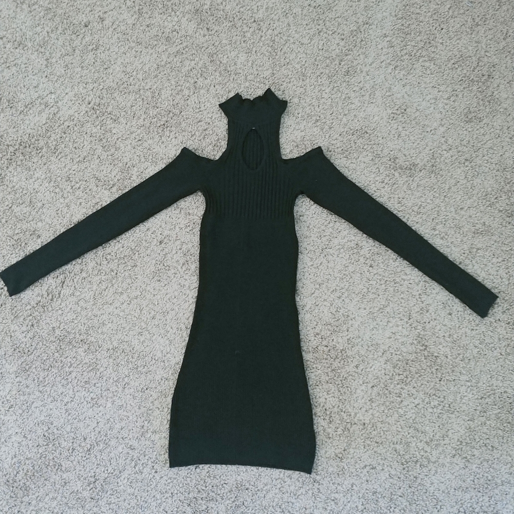 Turtle neck cut out cocktail dress